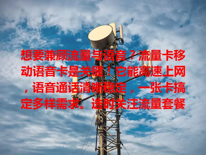 想要兼顾流量与语音？流量卡移动语音卡是关键！它能高速上网，语音通话清晰稳定，一张卡搞定多样需求。选时关注流量套餐和通话质量，多比较找到适合的，畅享便捷通信生活！