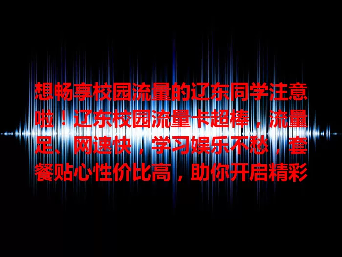 想畅享校园流量的辽东同学注意啦！辽东校园流量卡超棒，流量足、网速快，学习娱乐不愁，套餐贴心性价比高，助你开启精彩便捷校园网络生活