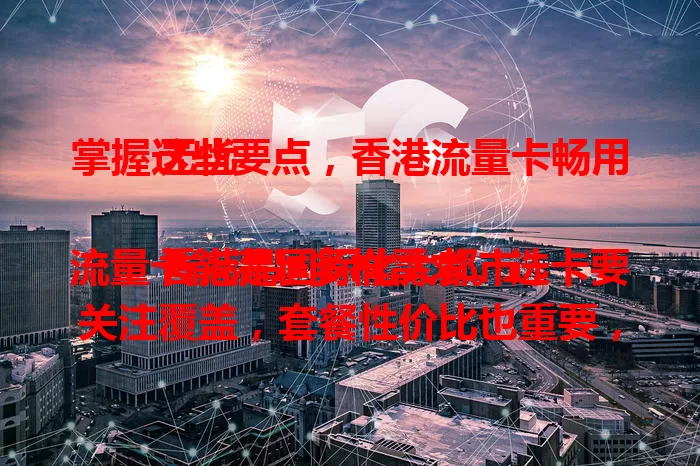 掌握这些要点，香港流量卡畅用无忧

香港是国际化大都市，流量卡能满足多样需求。选卡要关注覆盖，套餐性价比也重要，稳定性和速度影响体验。用好流量卡，出行便利，在港能无忧上网享便捷数字生活。