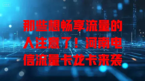 那些想畅享流量的人注意了！河南电信流量卡龙卡来袭