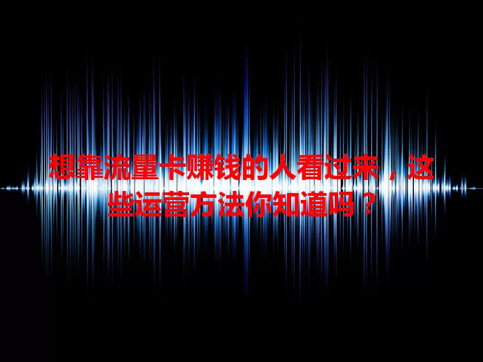 想靠流量卡赚钱的人看过来，这些运营方法你知道吗？