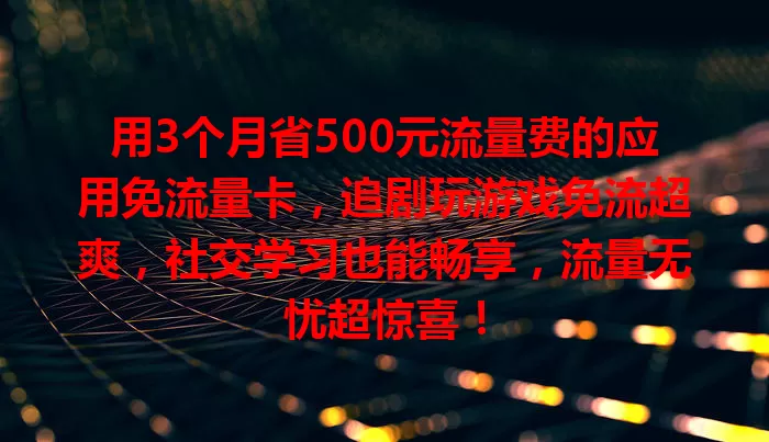 用3个月省500元流量费的应用免流量卡，追剧玩游戏免流超爽，社交学习也能畅享，流量无忧超惊喜！