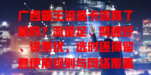 广西霸王流量卡你真了解吗？流量足、网速好、资费优，选时还得留意使用规则与网络覆盖