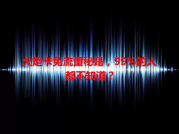 火炬卡免流量秘籍，99%的人都不知道？