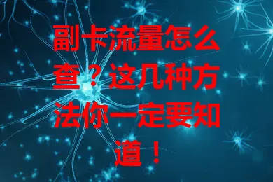 副卡流量怎么查？这几种方法你一定要知道！