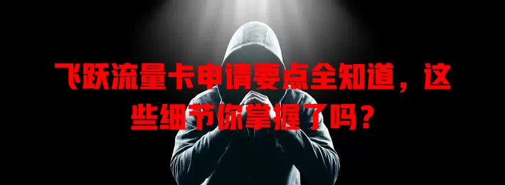飞跃流量卡申请要点全知道，这些细节你掌握了吗？