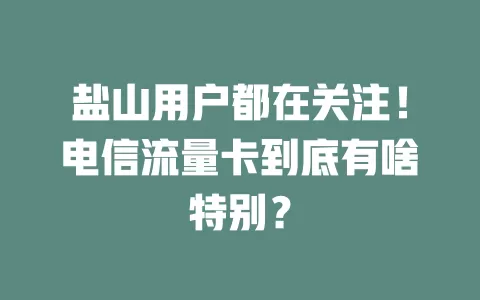 盐山用户都在关注！电信流量卡到底有啥特别？