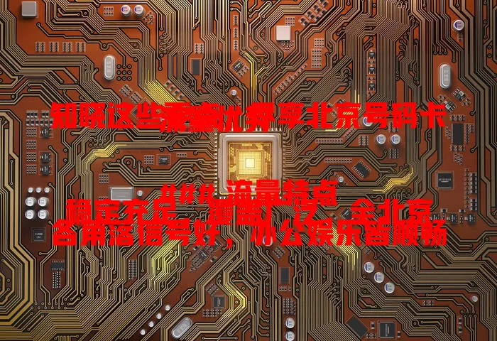 知晓这些要点，尽享北京号码卡流量优势

### 流量特点
稳定充足，覆盖广泛，全北京各角落信号好，办公娱乐皆顺畅。

### 合理利用
依习惯选套餐，设流量提醒，Wi-Fi结合省流量，轻松畅享。

### 优势对比
网络速度快且稳，重大活动不拥堵，客服贴心解难题。