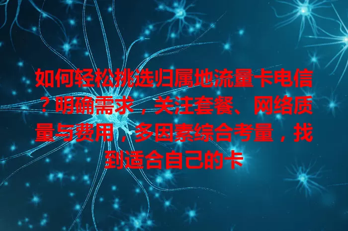 如何轻松挑选归属地流量卡电信？明确需求，关注套餐、网络质量与费用，多因素综合考量，找到适合自己的卡