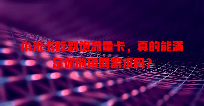 小米卡吃到饱流量卡，真的能满足你的用网需求吗？