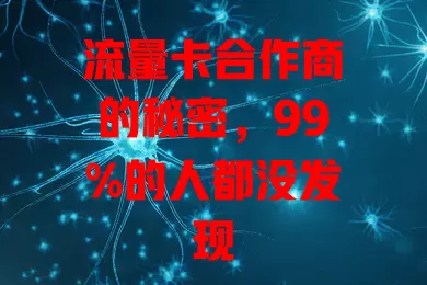 流量卡合作商的秘密，99%的人都没发现