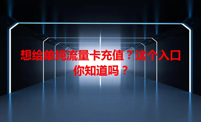 想给单纯流量卡充值？这个入口你知道吗？
