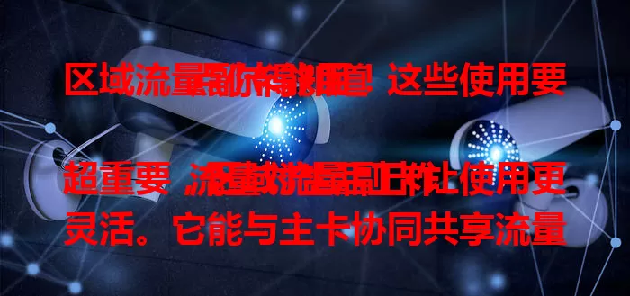 区域流量副卡能用！这些使用要点你得知道

流量对生活工作超重要，区域流量副卡让使用更灵活。它能与主卡协同共享流量，使用范围有限定，使用时要注意绑定及流量情况，了解要点才能发挥优势，让网络生活更顺畅。