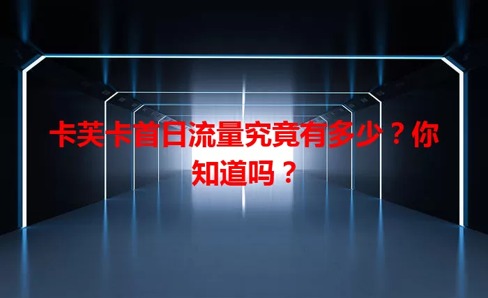 卡芙卡首日流量究竟有多少？你知道吗？