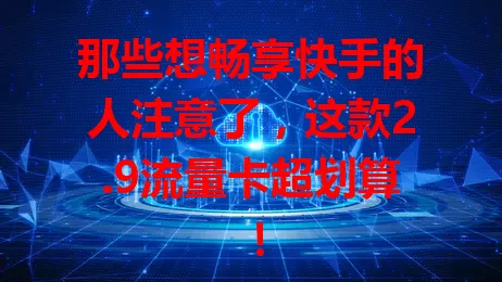 那些想畅享快手的人注意了，这款2.9流量卡超划算！