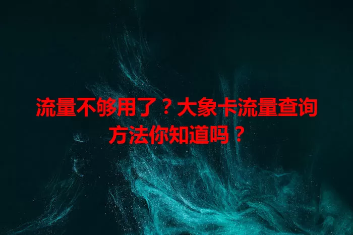 流量不够用了？大象卡流量查询方法你知道吗？