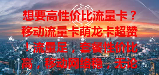 想要高性价比流量卡？移动流量卡萌龙卡超赞！流量足，套餐性价比高，移动网络稳，无论在哪都好用，快来试试，给你惊喜！