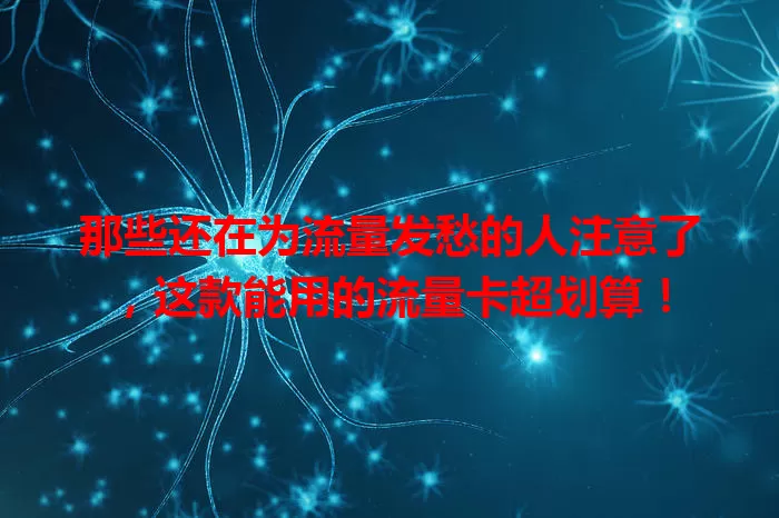 那些还在为流量发愁的人注意了，这款能用的流量卡超划算！