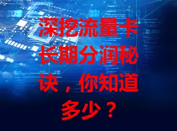 深挖流量卡长期分润秘诀，你知道多少？
