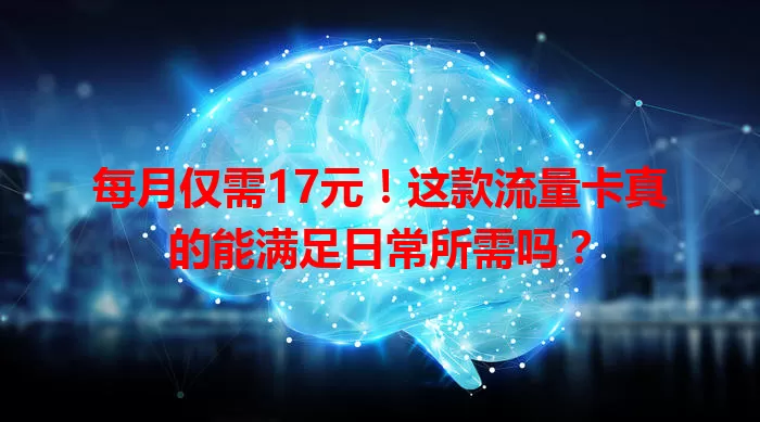 每月仅需17元！这款流量卡真的能满足日常所需吗？