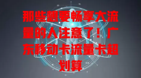 那些想要畅享大流量的人注意了！广东移动卡流量卡超划算