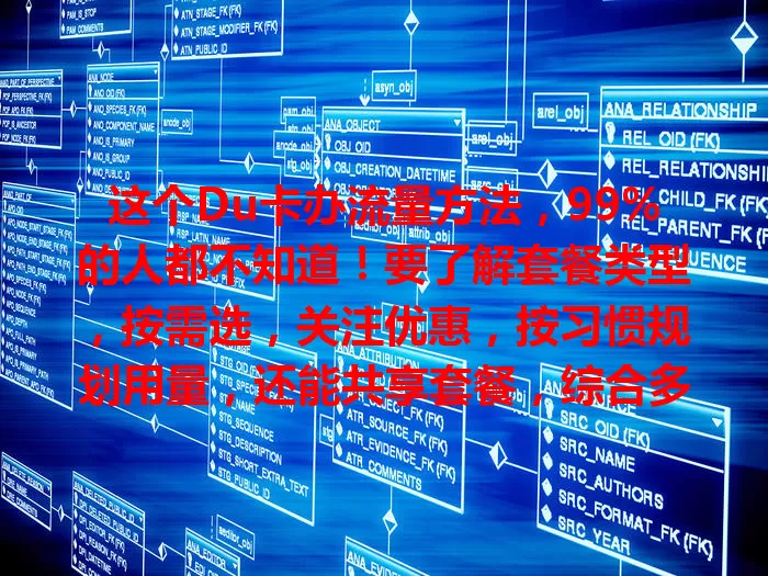 这个Du卡办流量方法，99%的人都不知道！要了解套餐类型，按需选，关注优惠，按习惯规划用量，还能共享套餐，综合多因素，轻松搞定Du卡办流量！