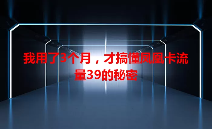 我用了3个月，才搞懂凤凰卡流量39的秘密
