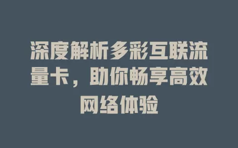 深度解析多彩互联流量卡，助你畅享高效网络体验