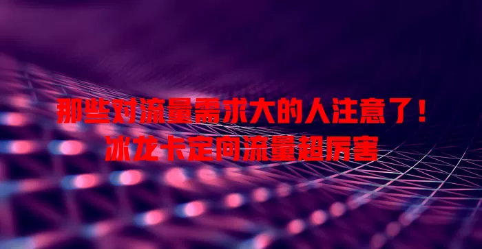 那些对流量需求大的人注意了！冰龙卡定向流量超厉害