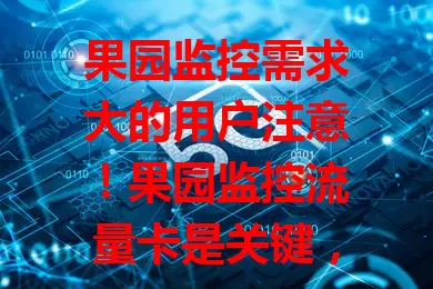 果园监控需求大的用户注意！果园监控流量卡是关键，网络稳、套餐优、使用便捷，助你远程掌控果园动态，提升管理效益