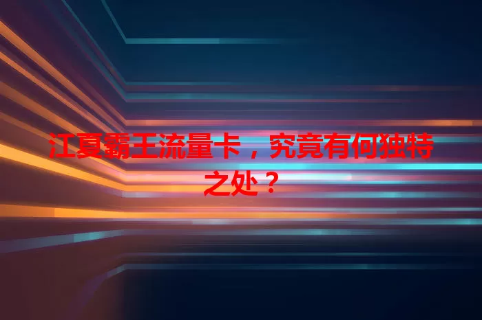 江夏霸王流量卡，究竟有何独特之处？