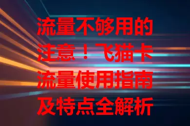 流量不够用的注意！飞猫卡流量使用指南及特点全解析