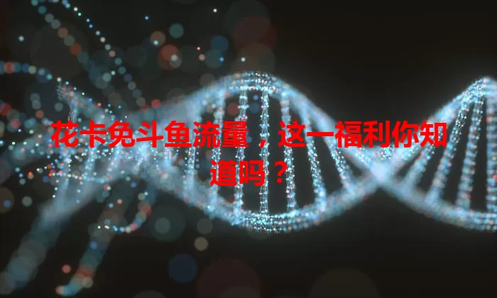 花卡免斗鱼流量，这一福利你知道吗？