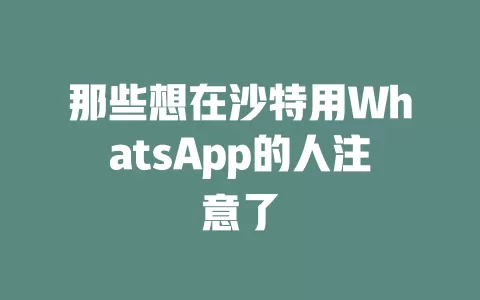 那些想在沙特用WhatsApp的人注意了