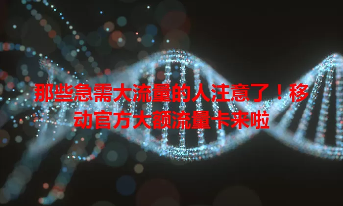 那些急需大流量的人注意了！移动官方大额流量卡来啦