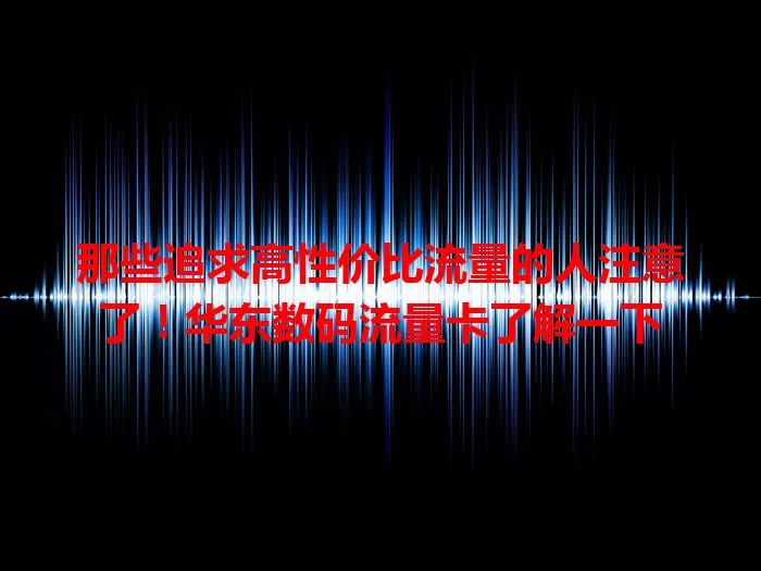 那些追求高性价比流量的人注意了！华东数码流量卡了解一下