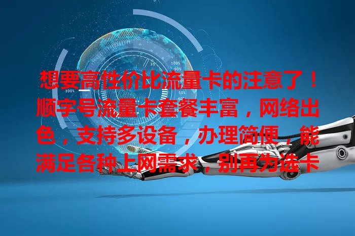 想要高性价比流量卡的注意了！顺字号流量卡套餐丰富，网络出色，支持多设备，办理简便，能满足各种上网需求，别再为选卡烦恼，快来看看！