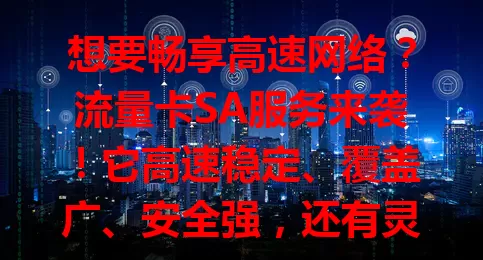 想要畅享高速网络？流量卡SA服务来袭！它高速稳定、覆盖广、安全强，还有灵活套餐，带你开启便捷高效精彩的网络新生活，准备好迎接变革了吗？
