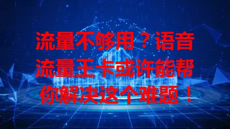 流量不够用？语音流量王卡或许能帮你解决这个难题！