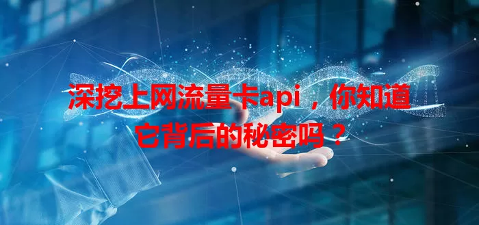 深挖上网流量卡api，你知道它背后的秘密吗？