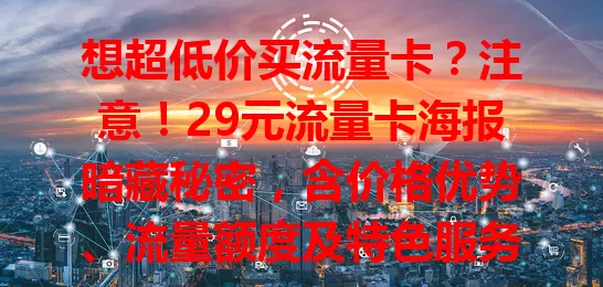 想超低价买流量卡？注意！29元流量卡海报暗藏秘密，含价格优势、流量额度及特色服务，助你挑到超值套餐，畅享优质网络生活