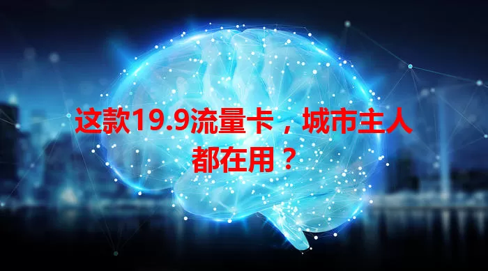 这款19.9流量卡，城市主人都在用？