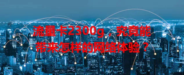 流量卡2300g，究竟能带来怎样的网络体验？