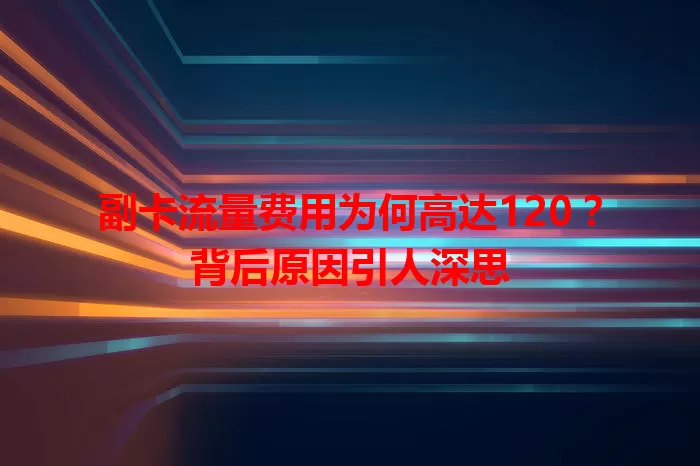 副卡流量费用为何高达120？背后原因引人深思
