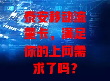 泰安移动流量卡，满足你的上网需求了吗？