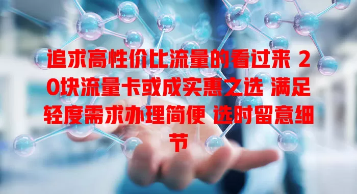 追求高性价比流量的看过来 20块流量卡或成实惠之选 满足轻度需求办理简便 选时留意细节