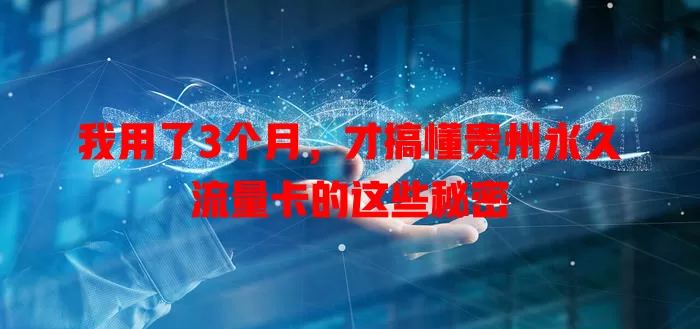 我用了3个月，才搞懂贵州永久流量卡的这些秘密