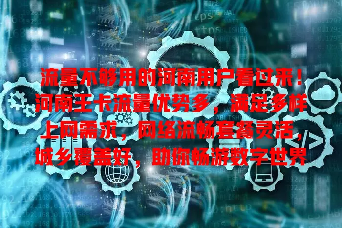流量不够用的河南用户看过来！河南王卡流量优势多，满足多样上网需求，网络流畅套餐灵活，城乡覆盖好，助你畅游数字世界