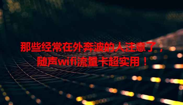 那些经常在外奔波的人注意了，随声wifi流量卡超实用！