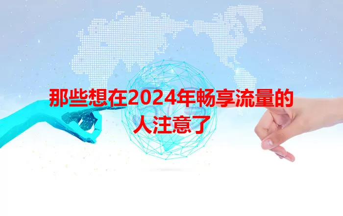 那些想在2024年畅享流量的人注意了